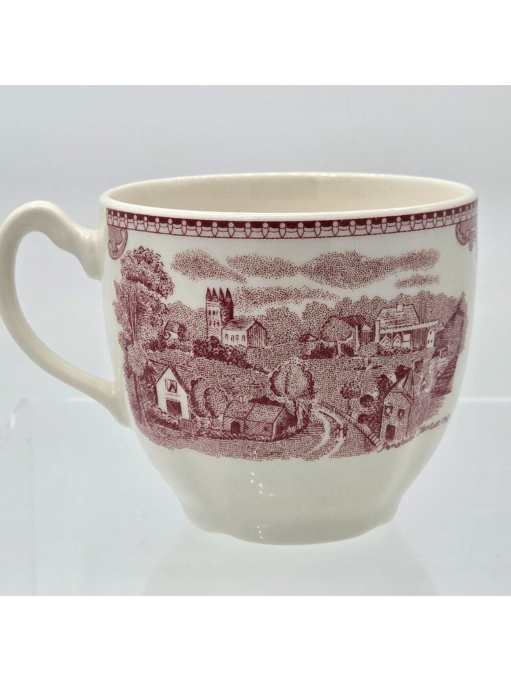 Johnson Brothers Old Britain Castles Pink Flat Cup Saucer Set Kenilworth Castle - Picture 6 of 10